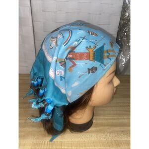 Vintage Fringed & Beaded Scarf Bandana Neck Wrap Western Handmade Southwest New